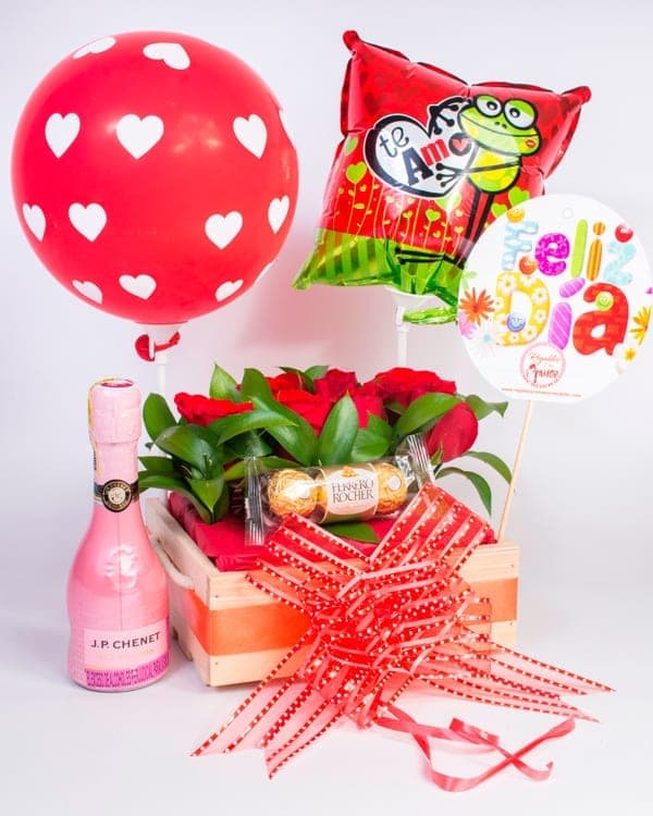 Regalo con Rosas y Champaña